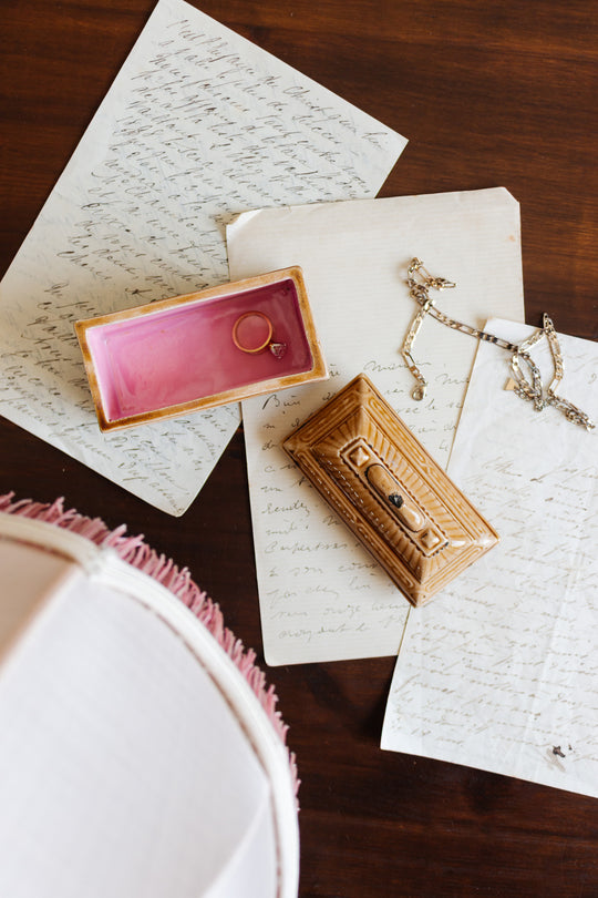 vintage french Sarreguemines majolica "boîte à bijoux"