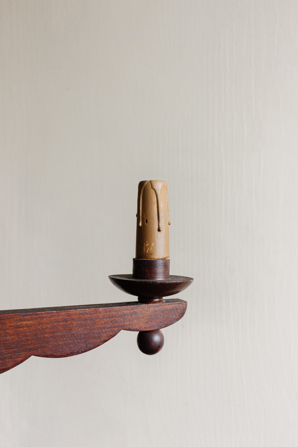 midcentury french turned wood chandelier