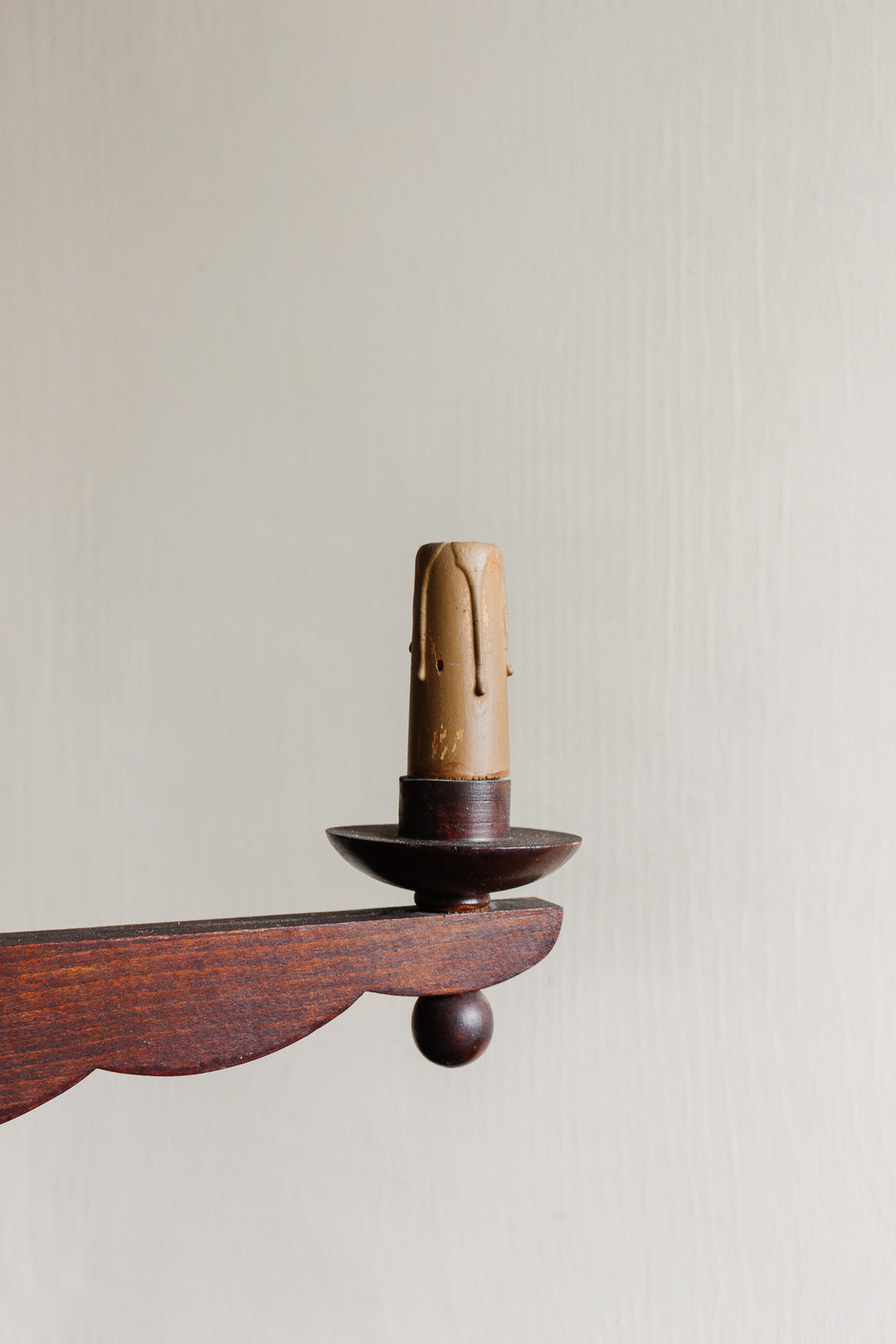 midcentury french turned wood chandelier