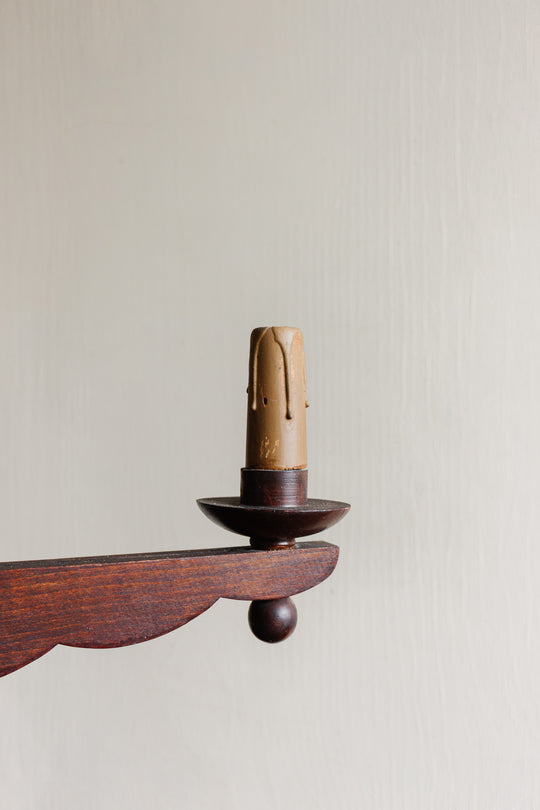 midcentury french turned wood chandelier