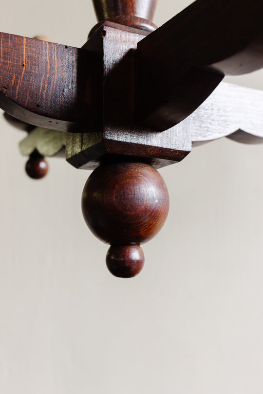midcentury french turned wood chandelier