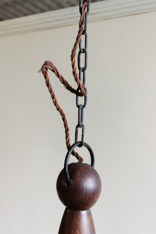 midcentury french turned wood chandelier