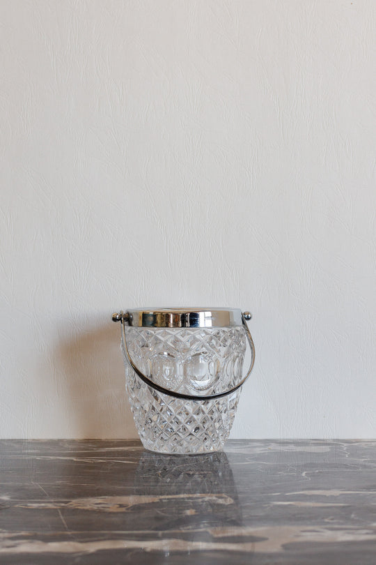 vintage french heavy cut glass ice bucket