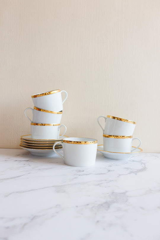 rare vintage tiffany and co. x limoges set of 6 cups and saucers