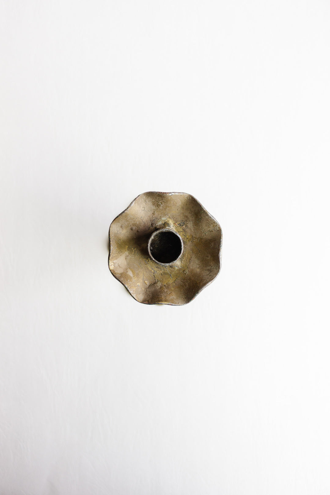 vintage french heaviliy patinated brass candlestick