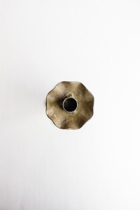 vintage french heaviliy patinated brass candlestick