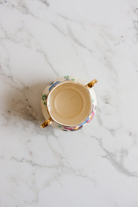burslem pottery sugar bowl and creamer
