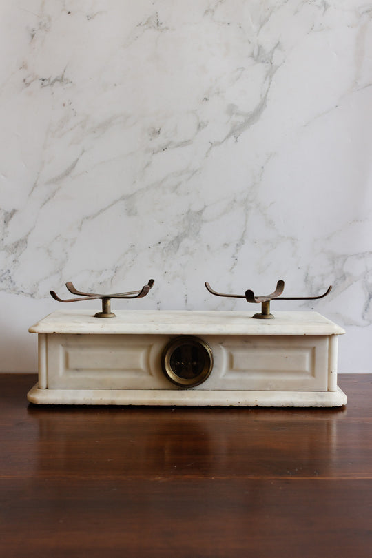 19th-century French marble and brass culinary scale
