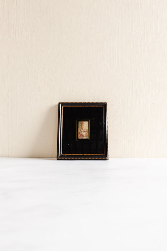 antique Baxter framed needle box miniature prints
