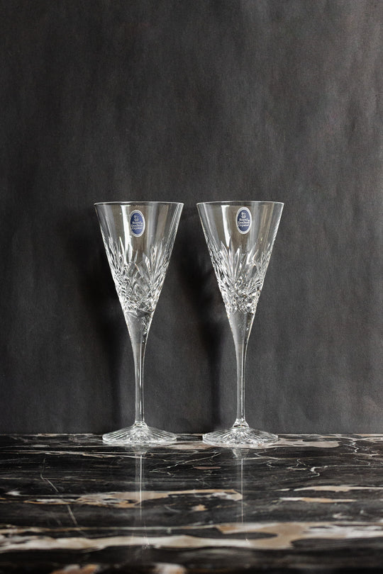 pair of vintage royal doulton crystal champagne flutes