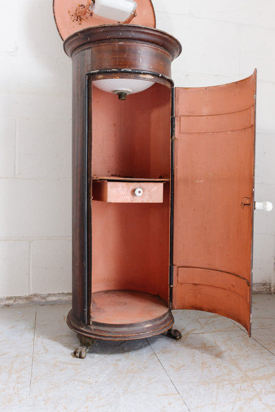 bespoke vintage parisian tole “column cabinet” washstand