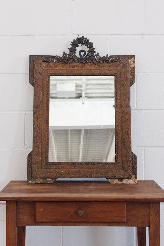 19th century french Napoleon III gilt mirror with cornice