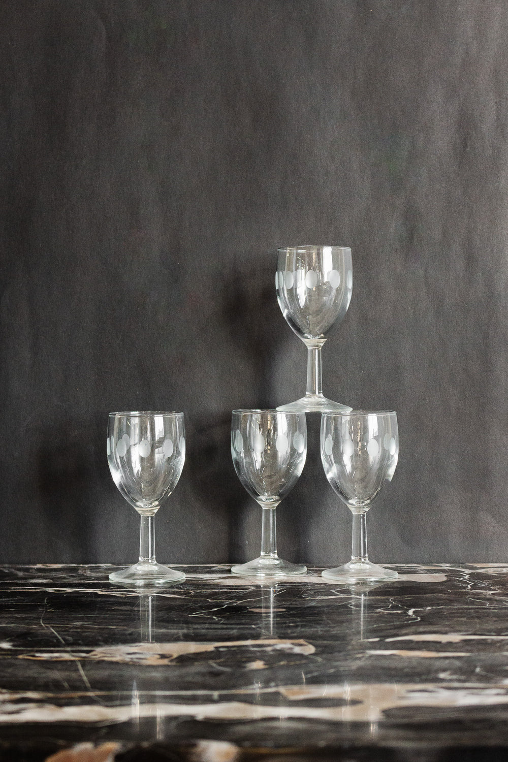 set of 4 vintage french whimsical wine glasses