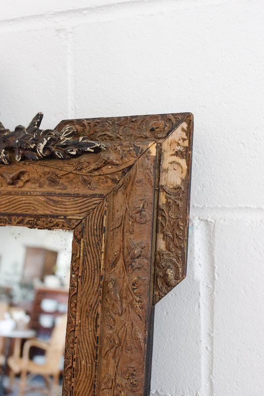 19th century french Napoleon III gilt mirror with cornice