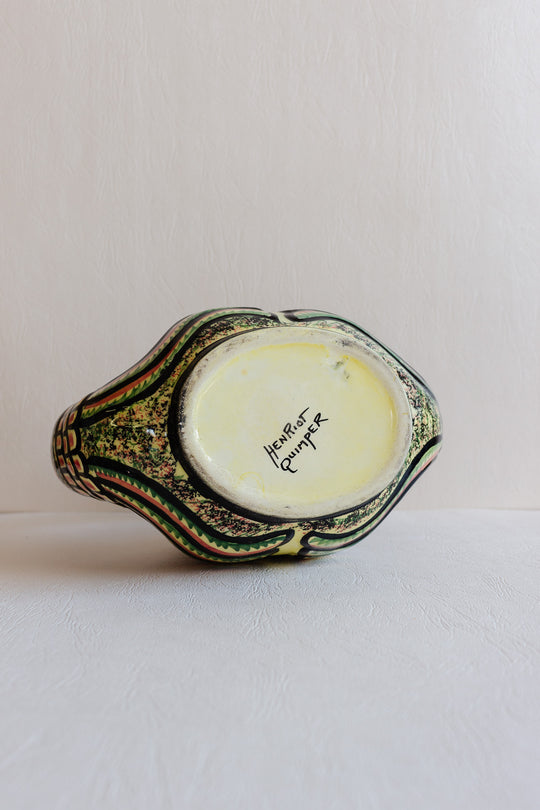 rare vintage Quimper double swan basket