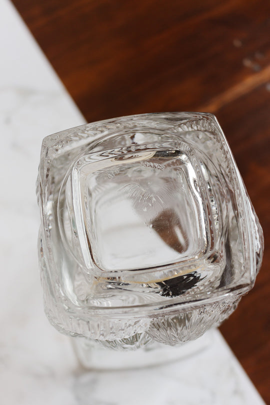 1970s arc france glass vase with leaf relief