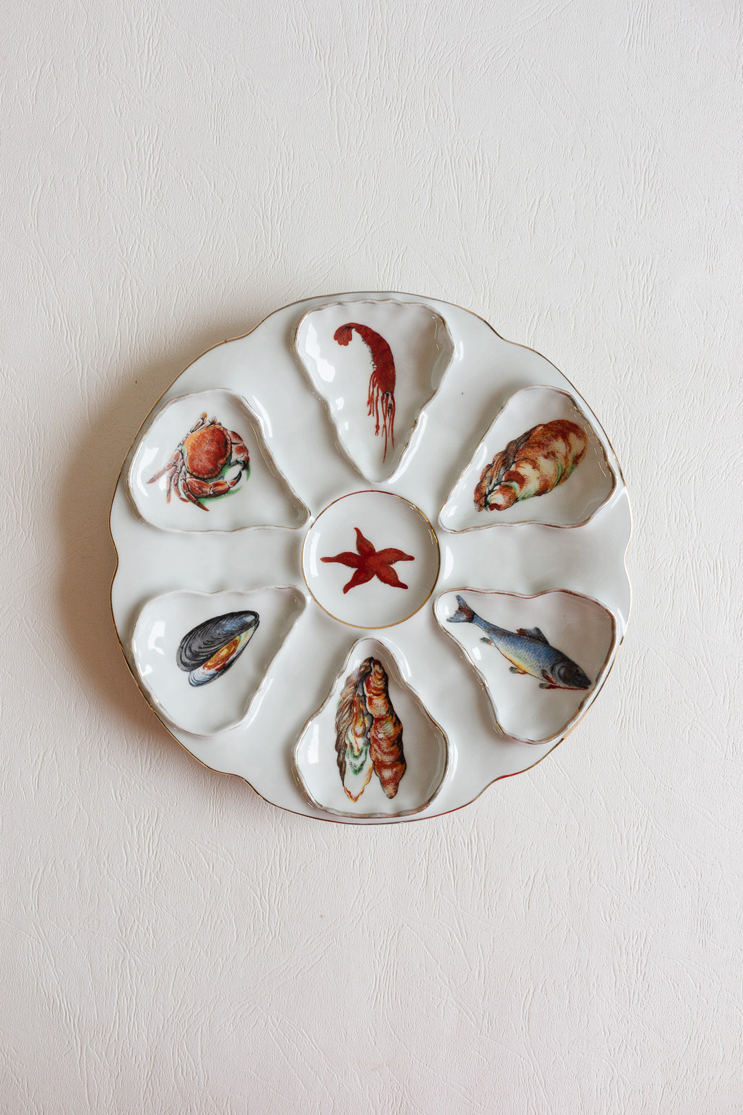 midcentury french véritable porcelaine CH·R France oyster plates, set of 3