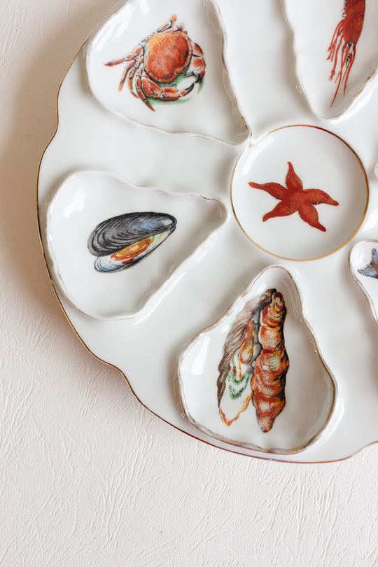 midcentury french véritable porcelaine CH·R France oyster plates, set of 3