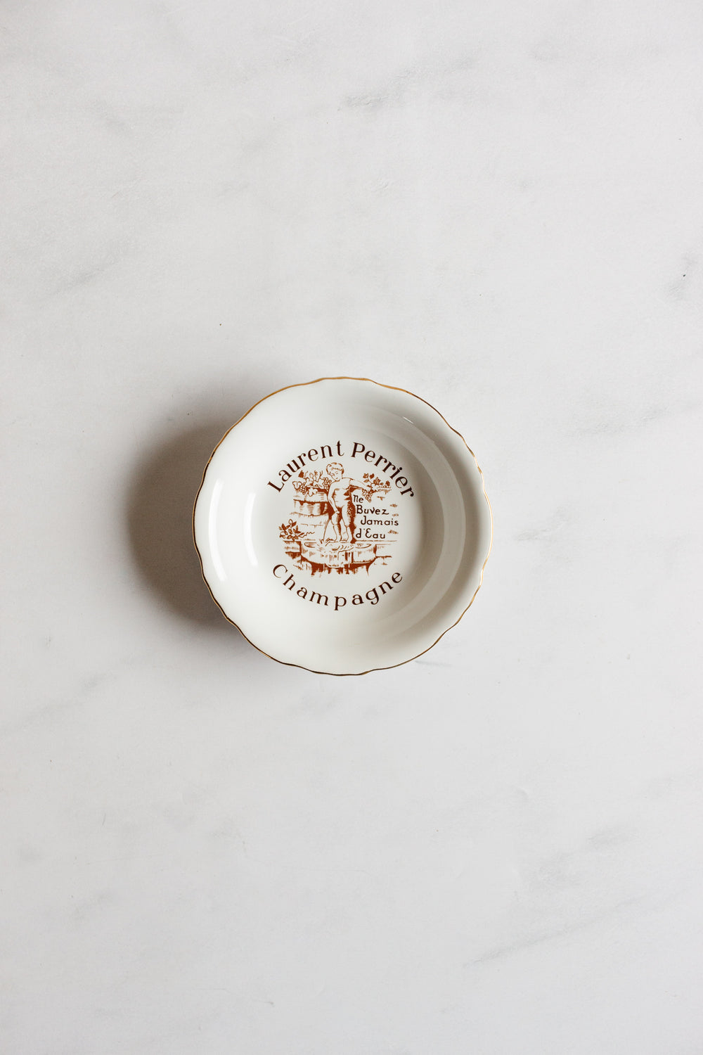 vintage french "Laurent Perrier champagne" porcelain ashtray