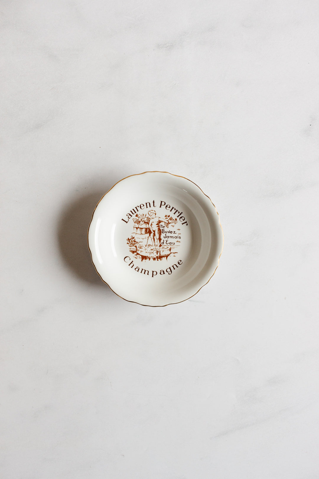 vintage french "Laurent Perrier champagne" porcelain ashtray