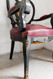 turn of the century french black lacquer and brass inlay chinoiserie chair