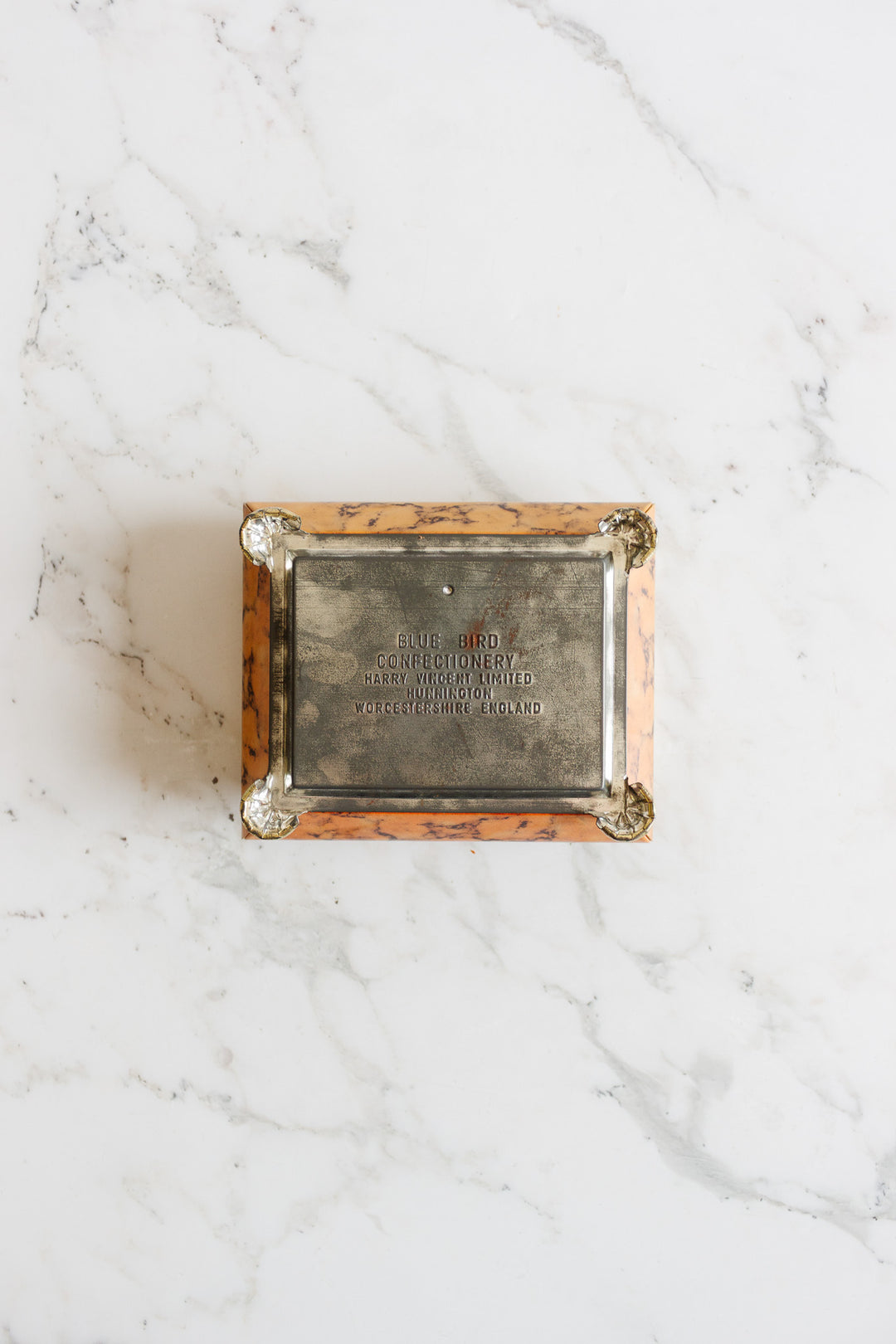 vintage blue bird confectionery tin box