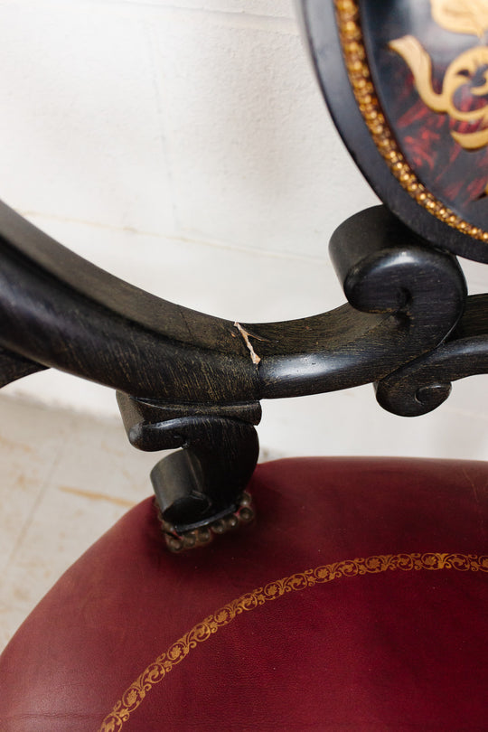 turn of the century french black lacquer and brass inlay chinoiserie chair