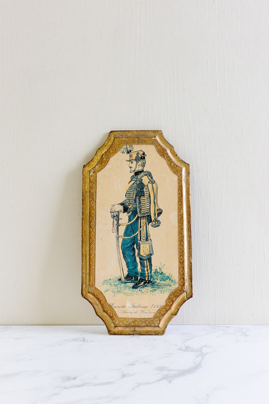 vintage florentine art on wood "esercito italiano"