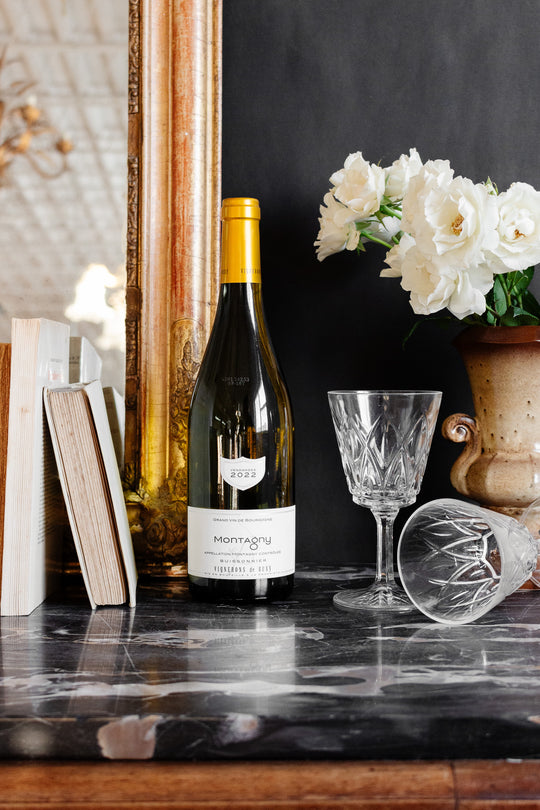 pair of vintage french cut glass wine glasses