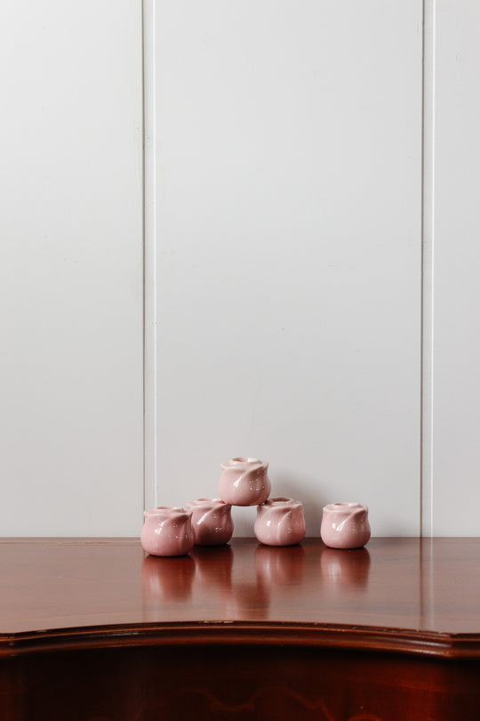 vintage french rosebud porcelain candle holders