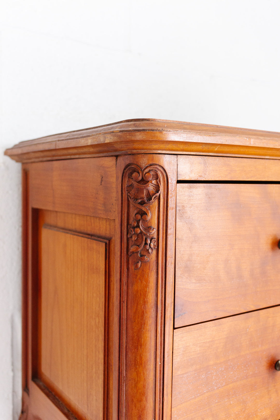 pair of vintage french louis xv style walnut carved nightstands