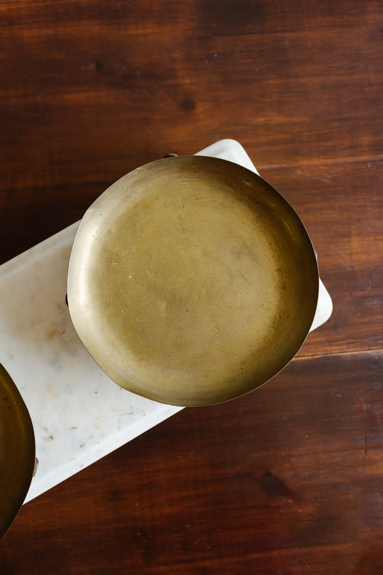 19th-century French marble and brass culinary scale