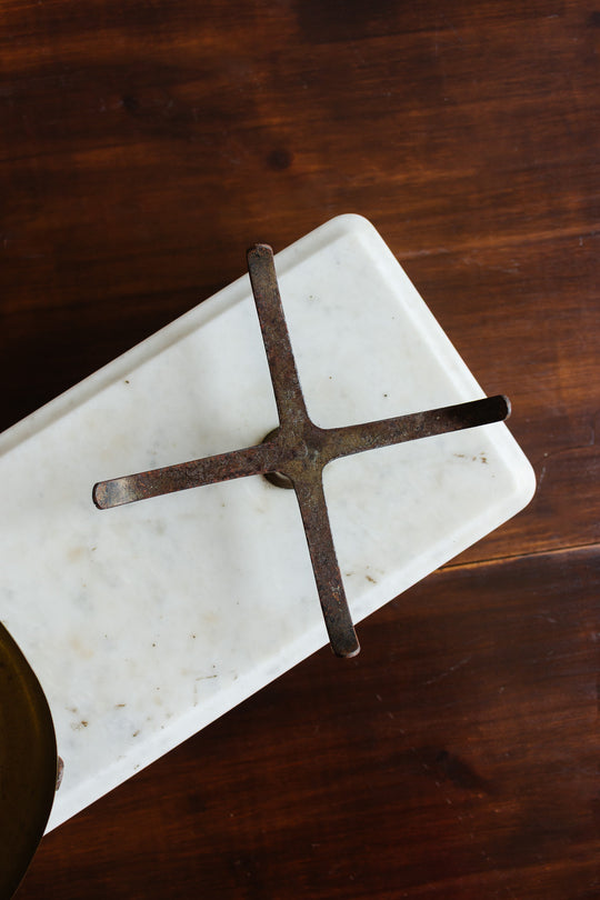 19th-century French marble and brass culinary scale