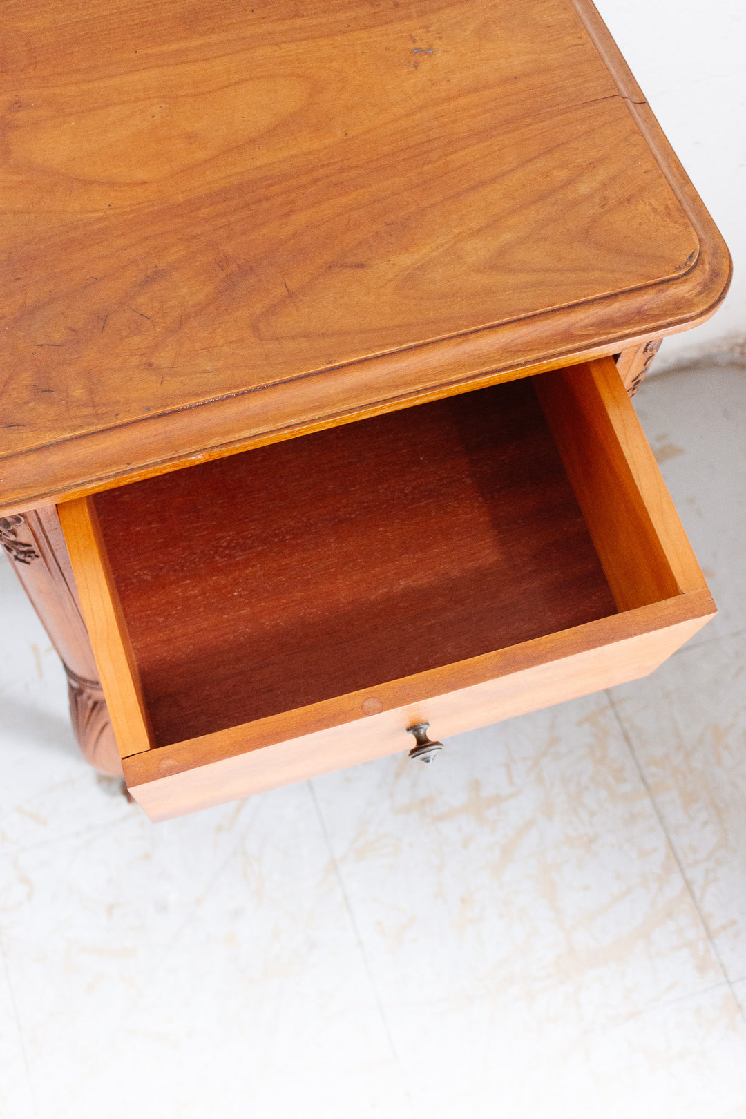 pair of vintage french louis xv style walnut carved nightstands