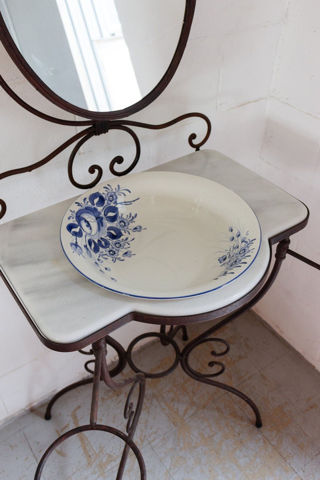 1930s french wrought iron and marble dressing table