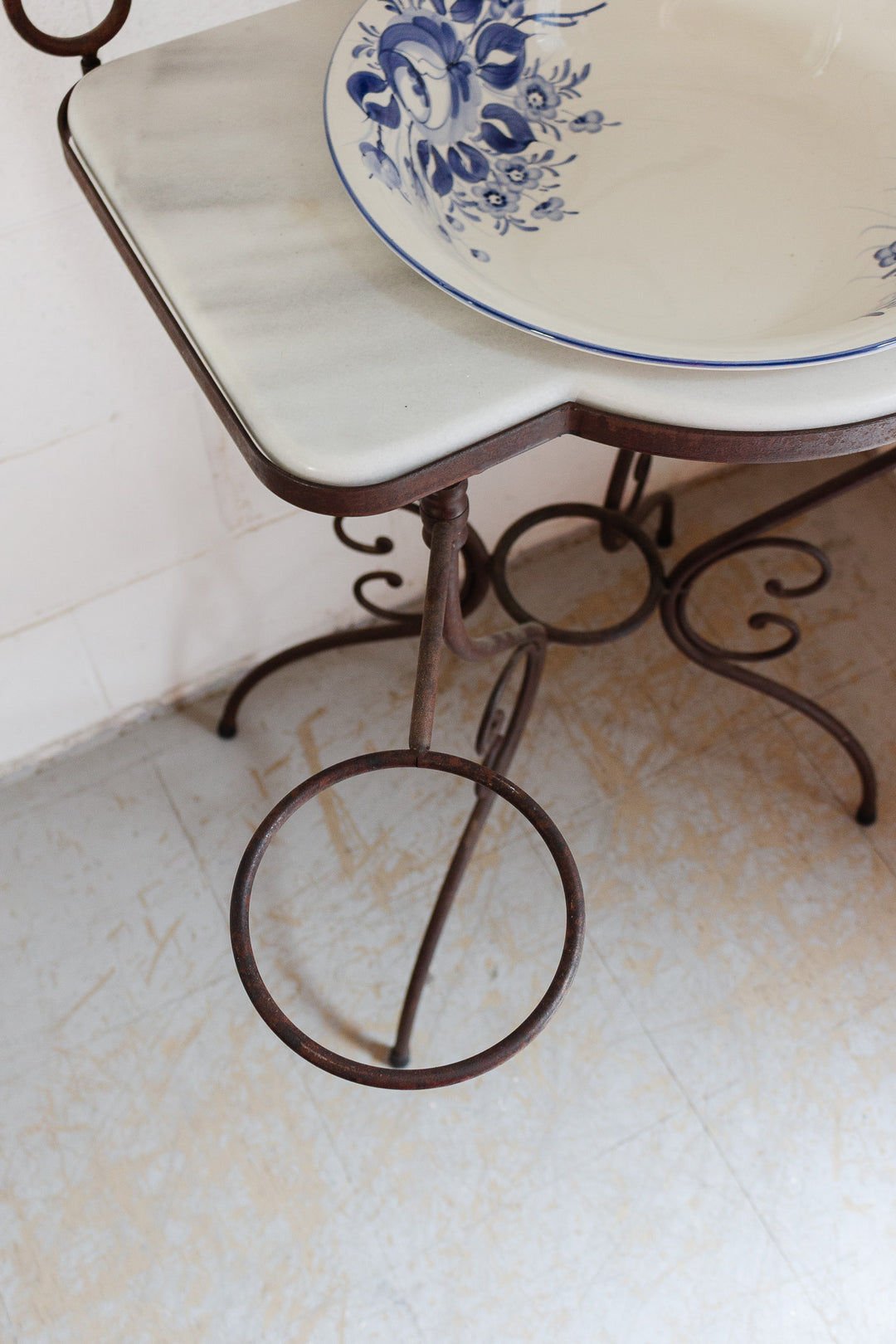 1930s french wrought iron and marble dressing table