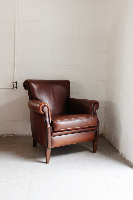 1980s Dutch leather sheepskin club chair