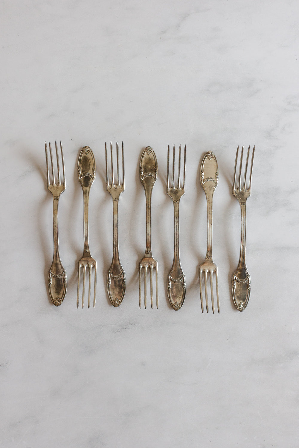 antique French silverplate flatware, set of 14