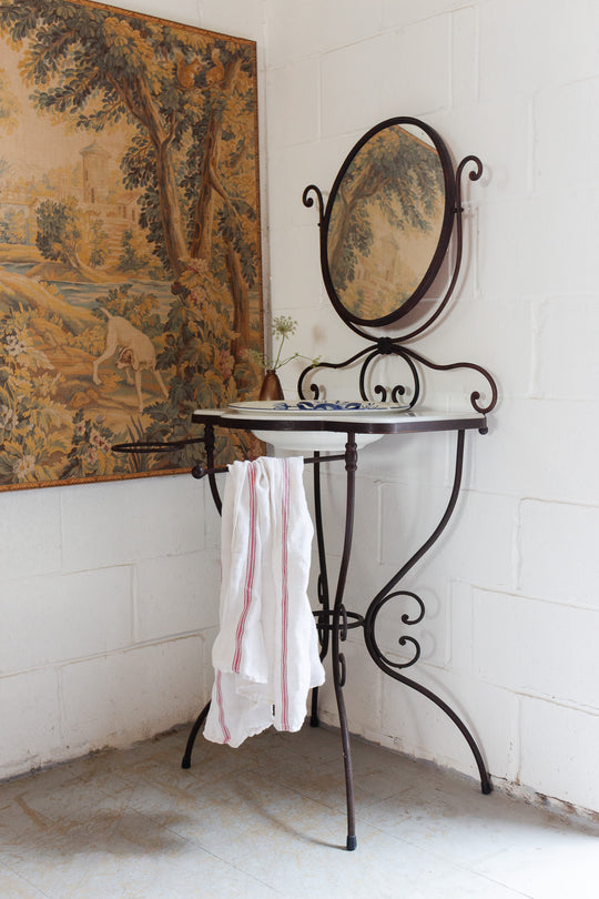 1930s french wrought iron and marble dressing table