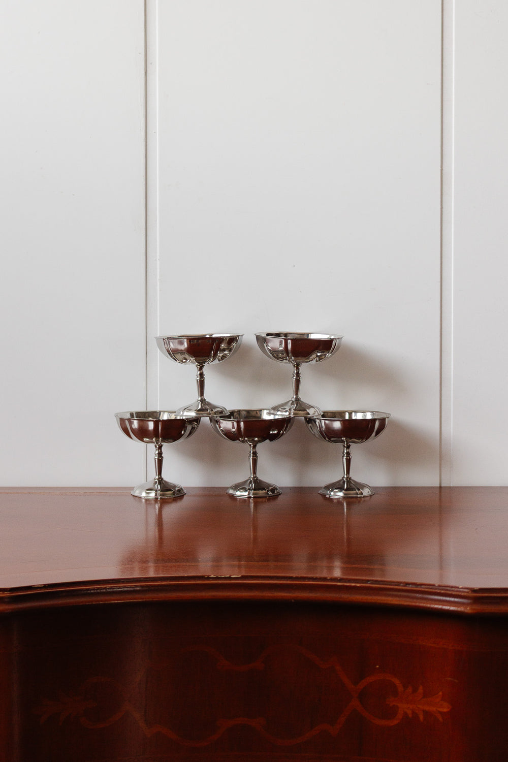vintage french stainless steel champagne coupes