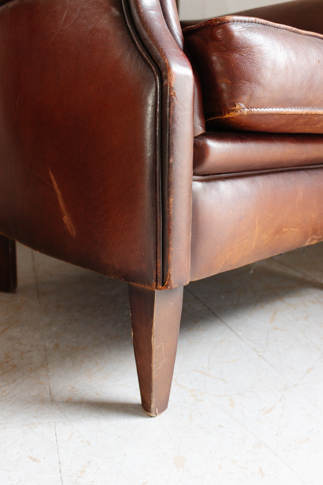 1980s Dutch leather sheepskin club chair