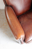 1980s Dutch leather sheepskin club chair