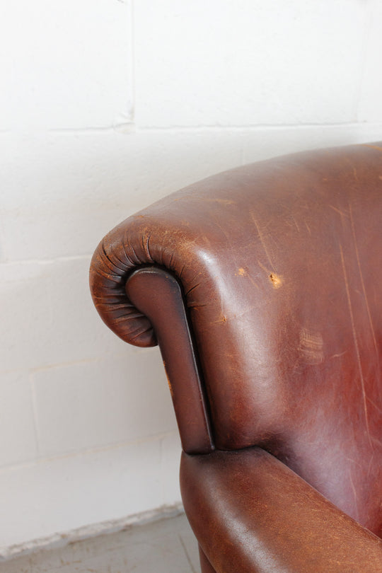 1980s Dutch leather sheepskin club chair