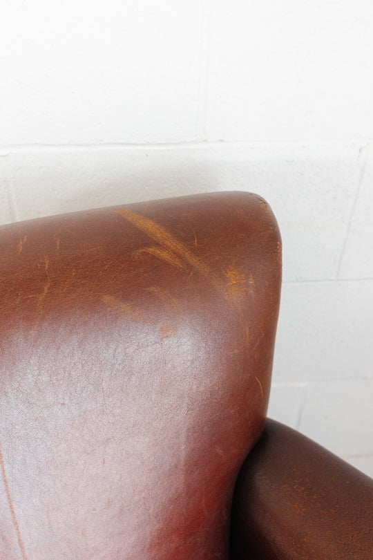 1980s Dutch leather sheepskin club chair