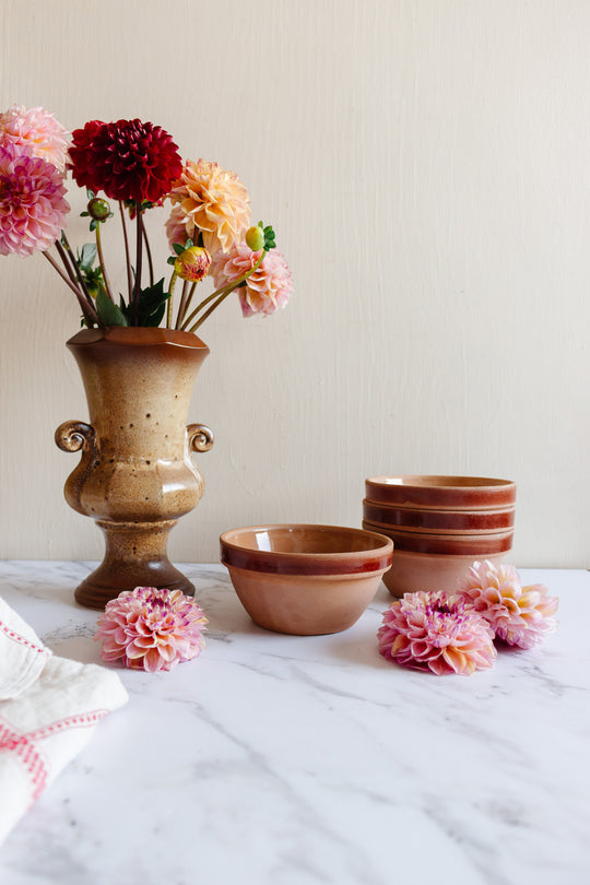 vintage french Gien stoneware petite bowls, set of 4