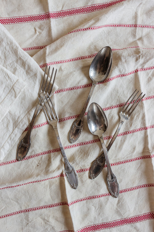 antique French silverplate flatware, set of 14