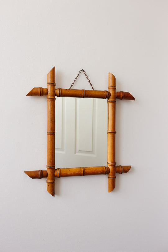 1930s french faux bamboo mirror