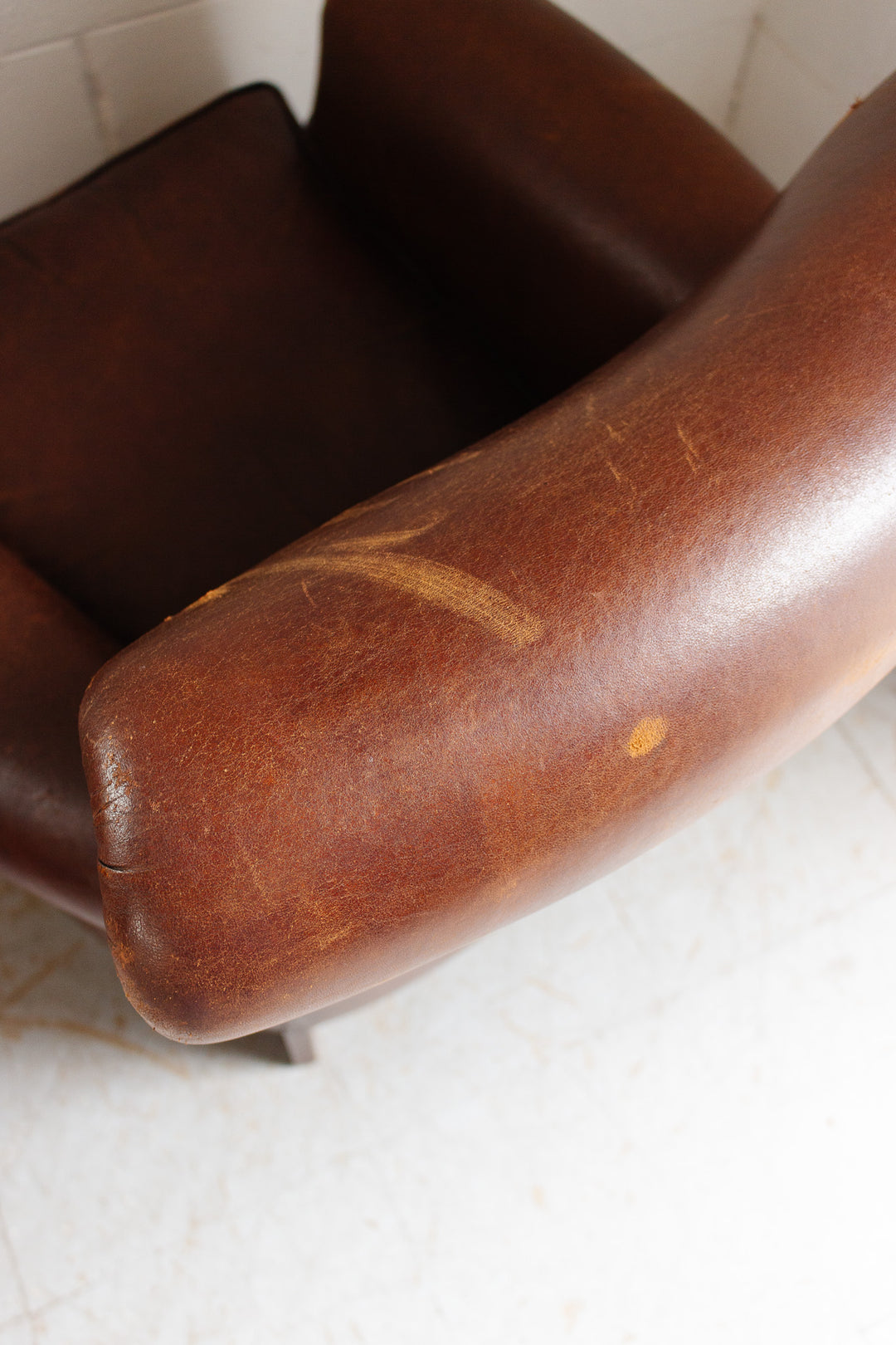 1980s Dutch leather sheepskin club chair