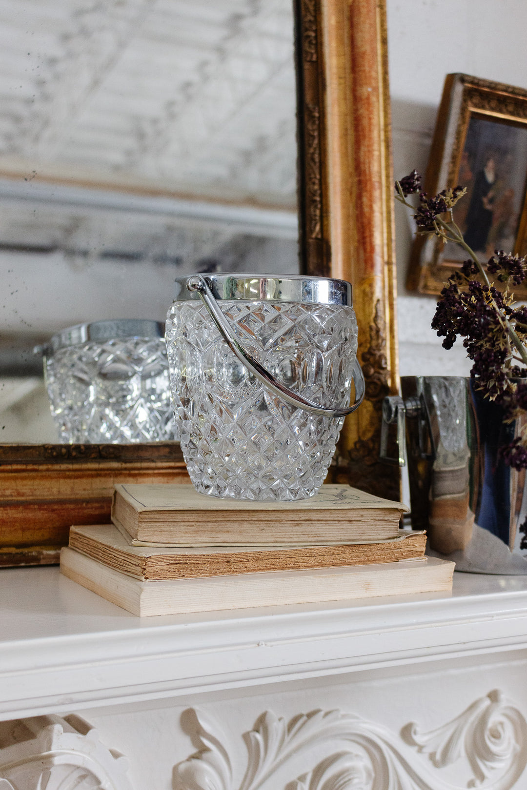 vintage french heavy cut glass ice bucket