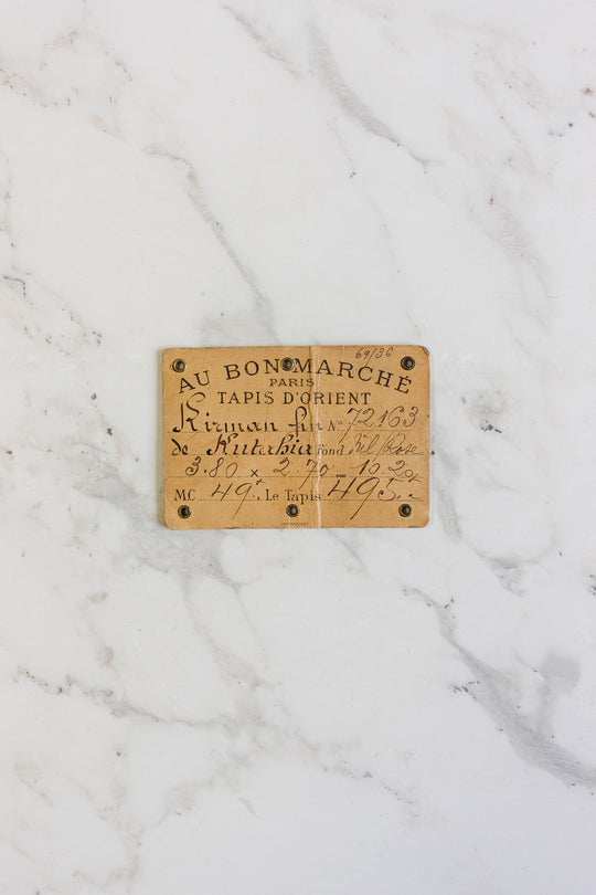 antique french "au bon marché" carpet cardstock handwritten price tags
